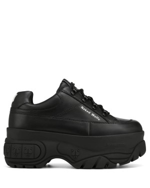 Black Naked Wolfe Sporty Leather Women's Sneakers | IXN3250NG