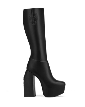 Black Naked Wolfe Sting Leather Women's Boots | VXP5478AG