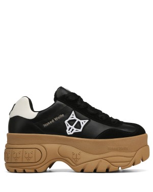 Black Naked Wolfe Warrior Leather Women's Sneakers | YCA7612BN