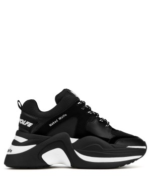 Black White Naked Wolfe Track Women's Sneakers | BSH8725HU