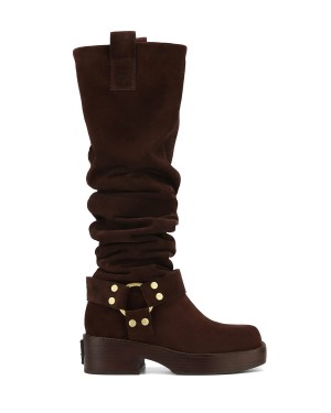 Dark Brown Naked Wolfe Crook Suede Women's Boots | YUH5383KK