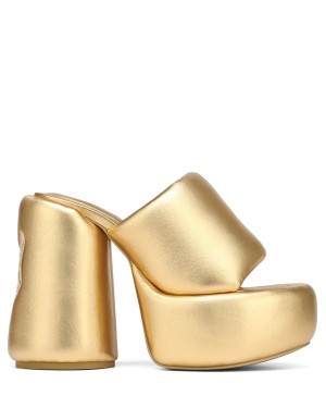 Gold Naked Wolfe Wow Women's Heels Sandals | MUU9295PI