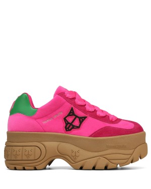 Pink Green Naked Wolfe Warrior Velvet Women's Sneakers | UUM7538GU