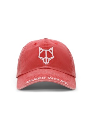 Red White Naked Wolfe Washed Baseball Men's Caps | PUF6340CZ