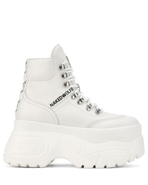 White Naked Wolfe Spike Leather Women's Sneakers | HBG8062NL