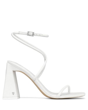 White Naked Wolfe Vergie Leather Women's Heels Sandals | UJH7347PC