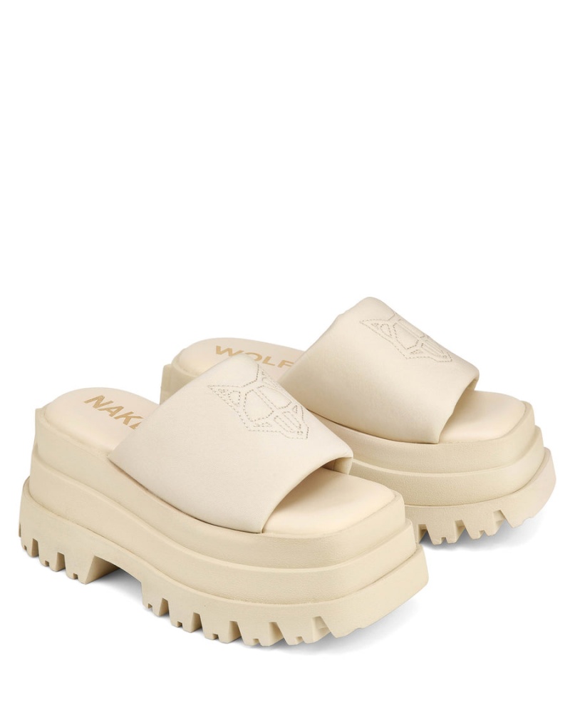 Beige White Naked Wolfe Delicious Women's Sandals | CAT5213QT