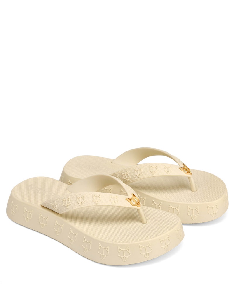 Beige White Naked Wolfe Holiday Women's Sandals | MQA6240YK