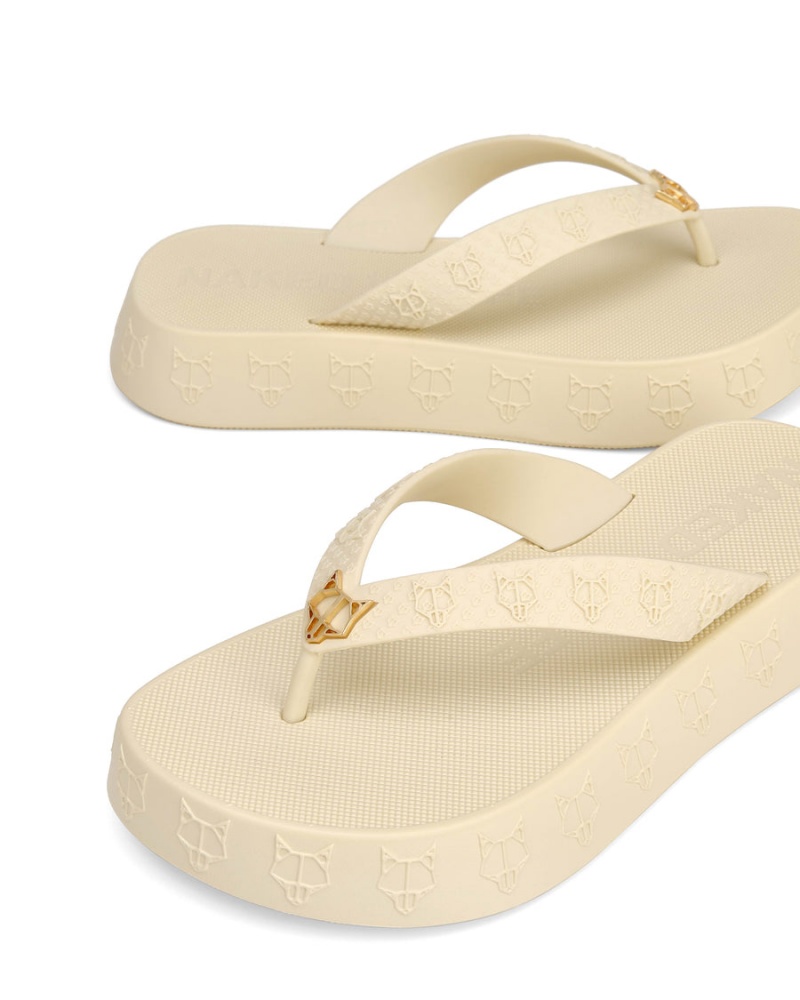 Beige White Naked Wolfe Holiday Women's Sandals | MQA6240YK