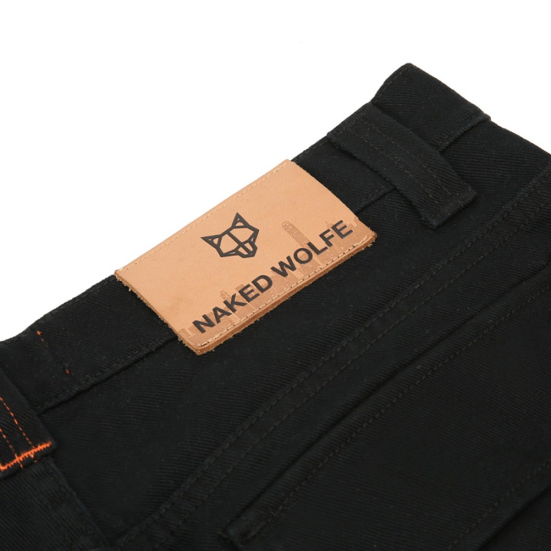 Black Naked Wolfe Baggy Pocket Cargo Logo Men's Pants | HZU3929VN