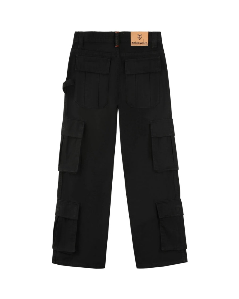 Black Naked Wolfe Baggy Pocket Cargo Men's Pants | PQG8838FO