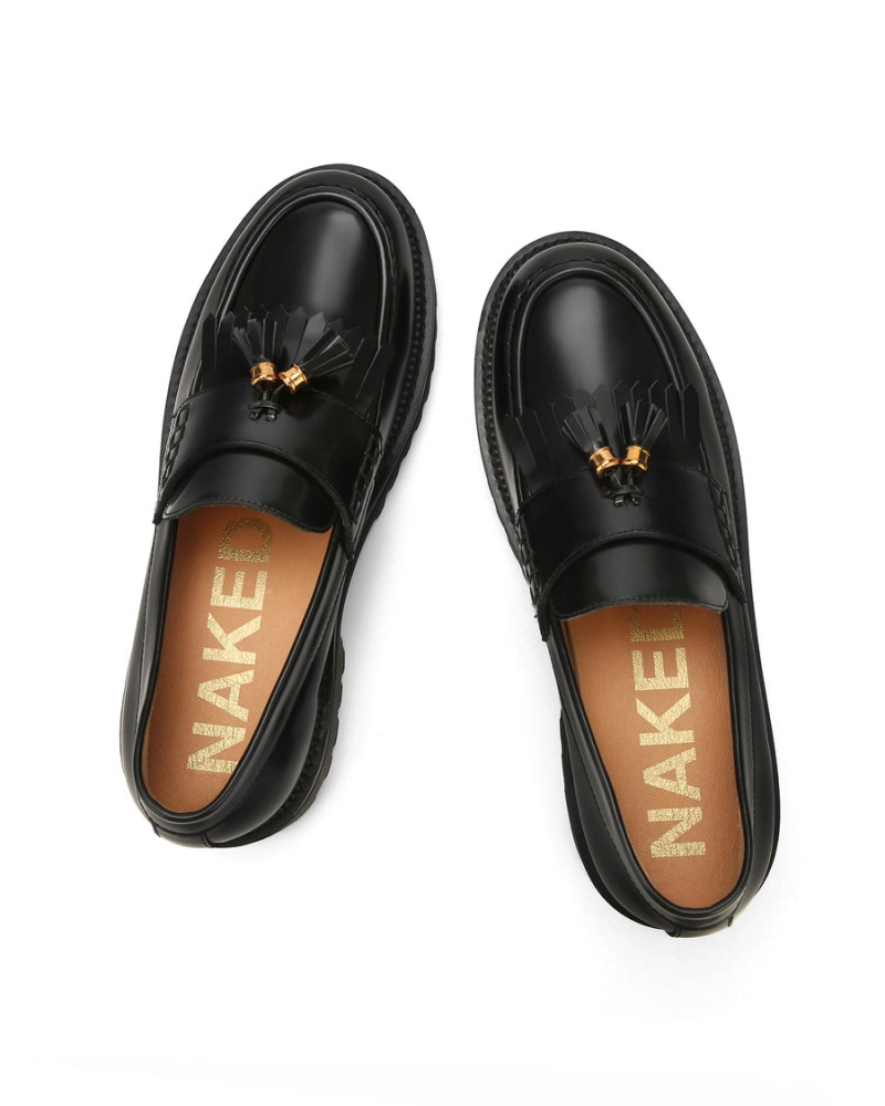 Black Naked Wolfe Banter Box Leather Men's Loafers | FGI5419DV