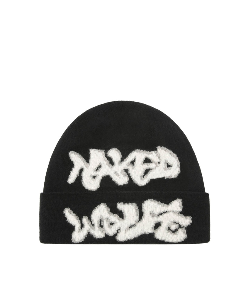 Black Naked Wolfe Cap Men\'s Beanie | OZZ1580YU