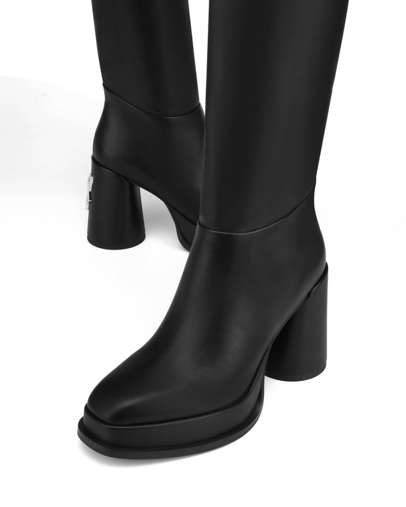 Black Naked Wolfe Carrie Leather Women's Boots | NGQ4176KY