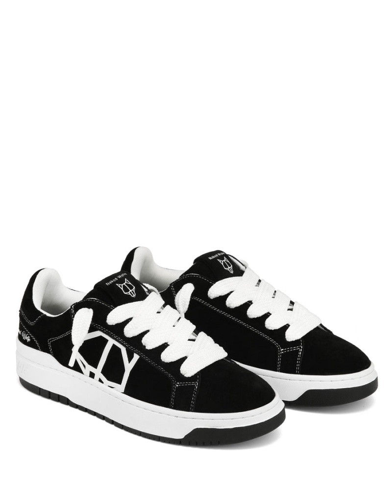 Black Naked Wolfe Chrome Suede Men's Sneakers | BES3513RJ