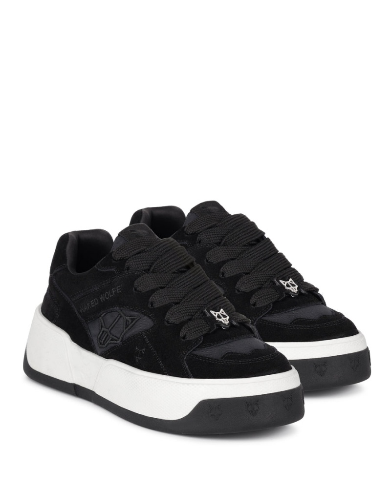 Black Naked Wolfe Crash Cow Suede Women's Sneakers | WIN5143VN