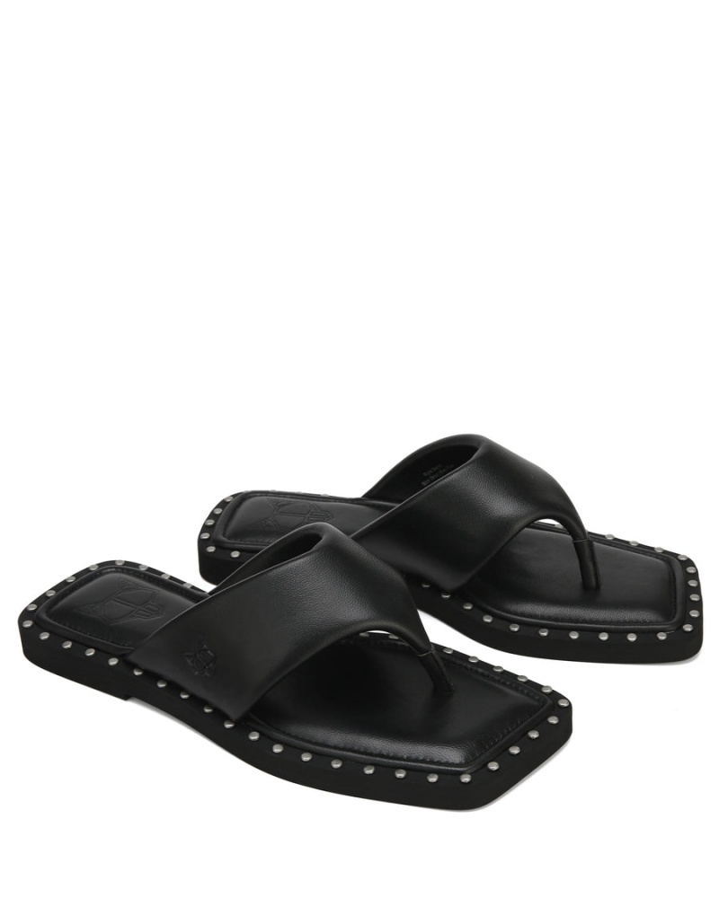 Black Naked Wolfe Danni Leather Women's Sandals | YHP8933QR