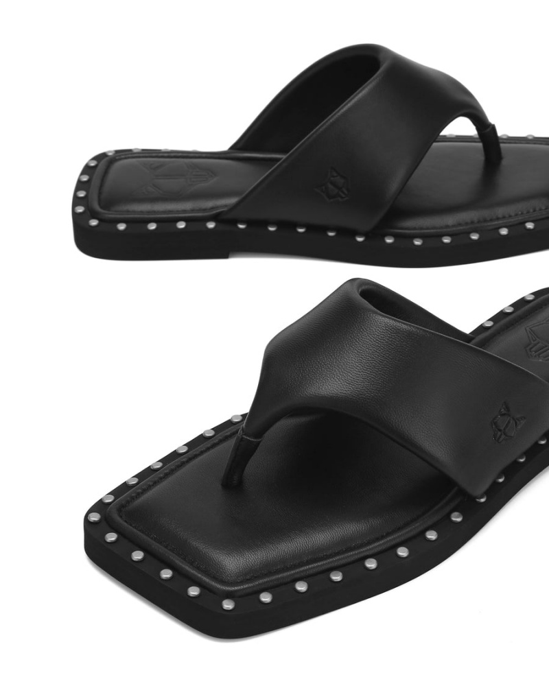 Black Naked Wolfe Danni Leather Women's Sandals | YHP8933QR