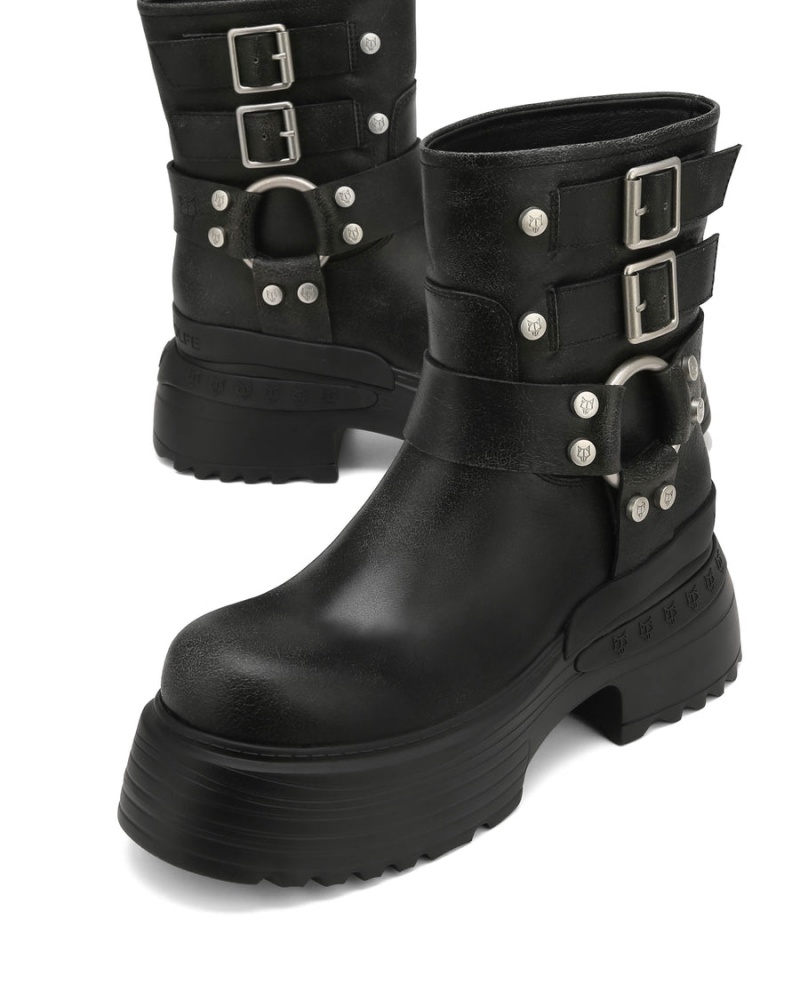 Black Naked Wolfe Eclipse Leather Women's Boots | HEC5075FY