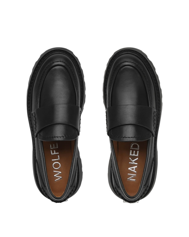 Black Naked Wolfe Flawless Leather Women's Loafers | RIR7978DK