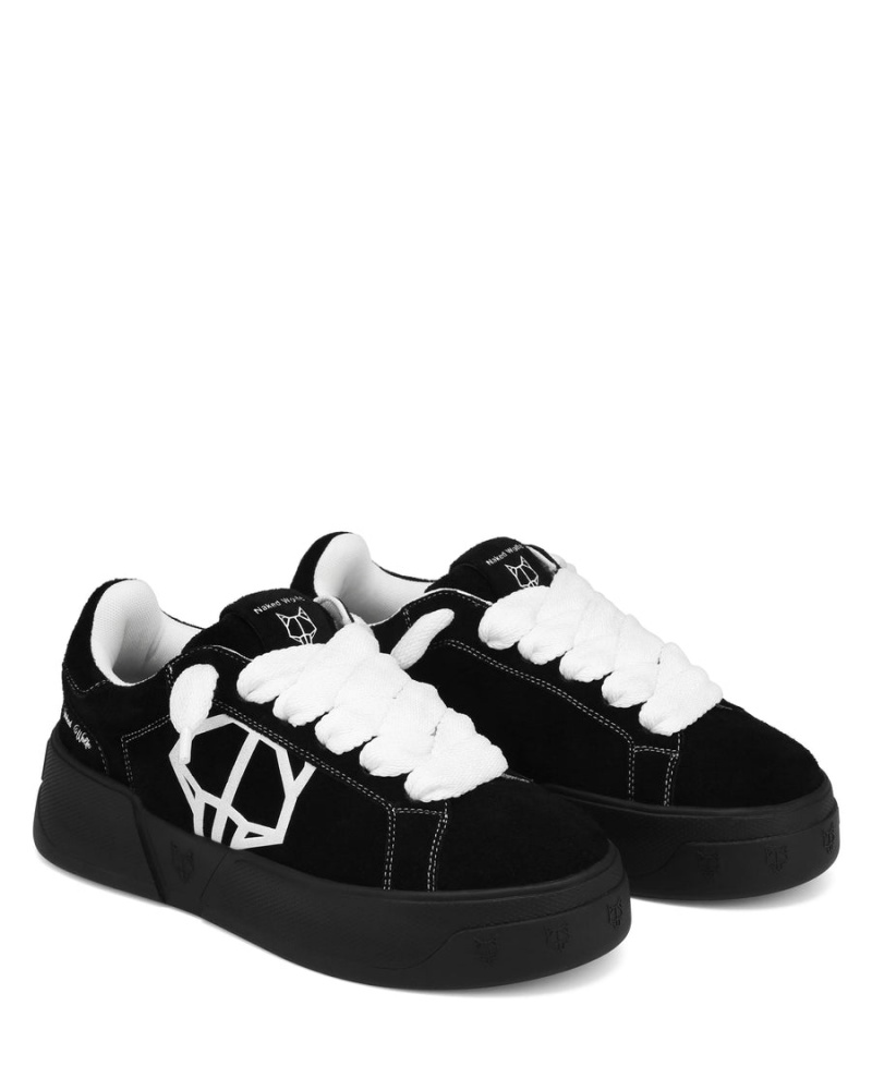 Black Naked Wolfe Kray Hairy Cow Suede Men's Sneakers | QXR6563JK