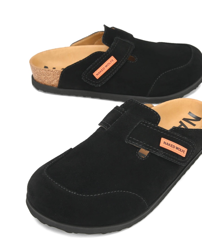 Black Naked Wolfe Melt Suede Men's Slippers | QVG7769MF