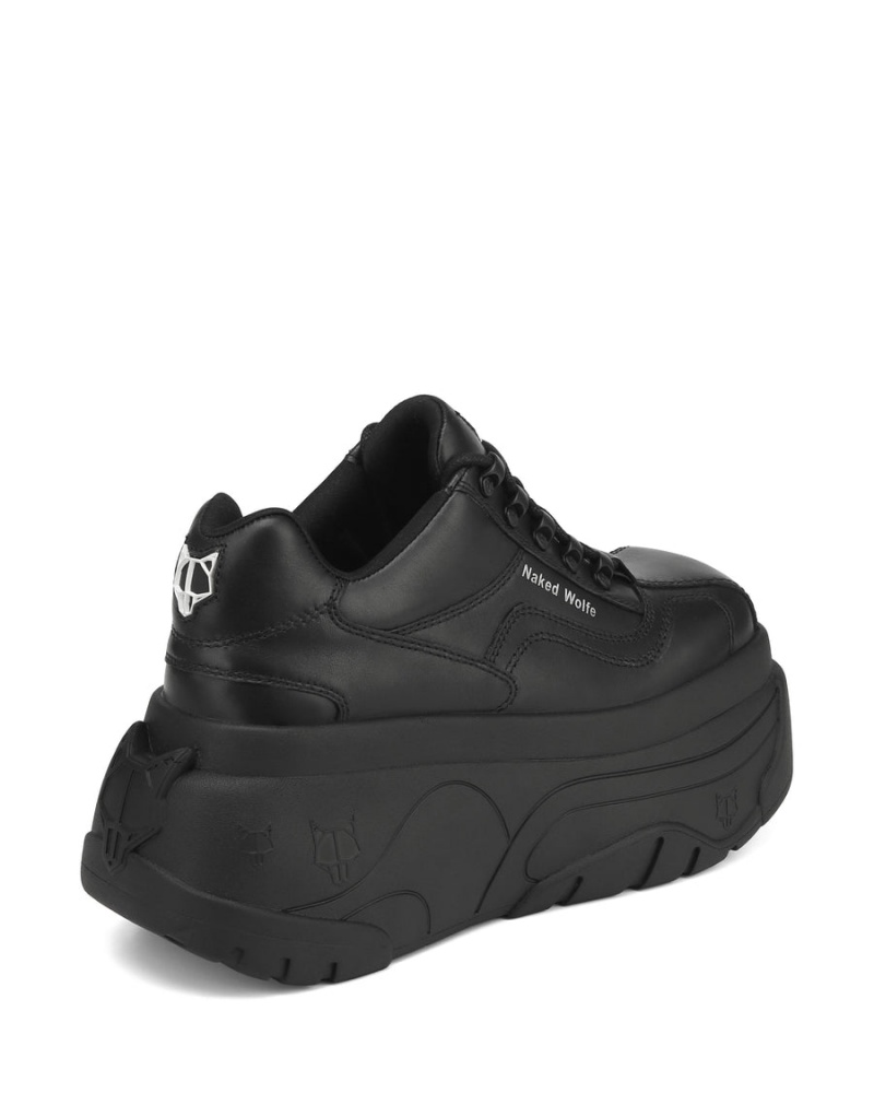 Black Naked Wolfe Satisfy Leather Women's Sneakers | JNY8265PV