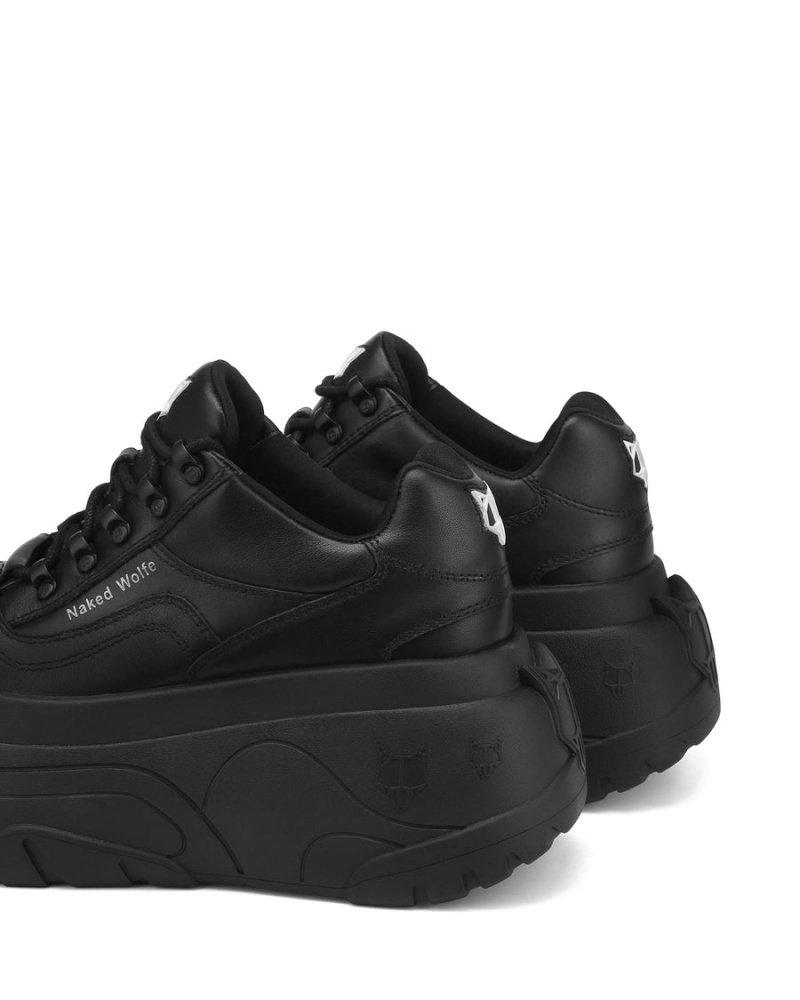 Black Naked Wolfe Satisfy Leather Women's Sneakers | JNY8265PV