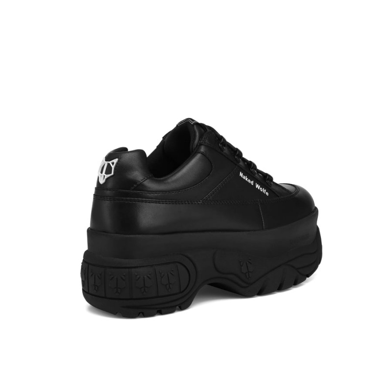 Black Naked Wolfe Sporty Leather Women's Sneakers | IXN3250NG