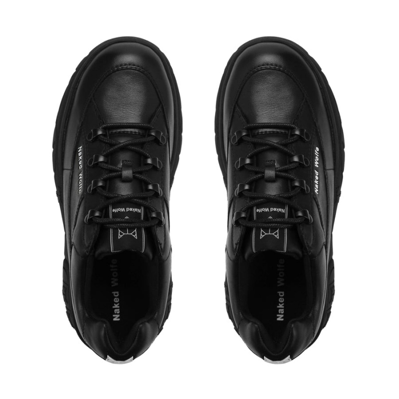 Black Naked Wolfe Sporty Leather Women's Sneakers | IXN3250NG