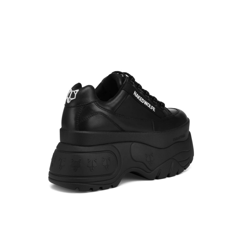 Black Naked Wolfe Sprinter Leather Women's Sneakers | RSY5521BX