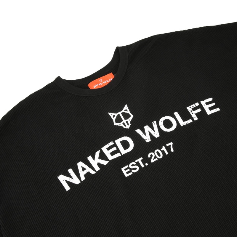 Black Naked Wolfe Thermal Men's Sweatshirts | WHP9293YK