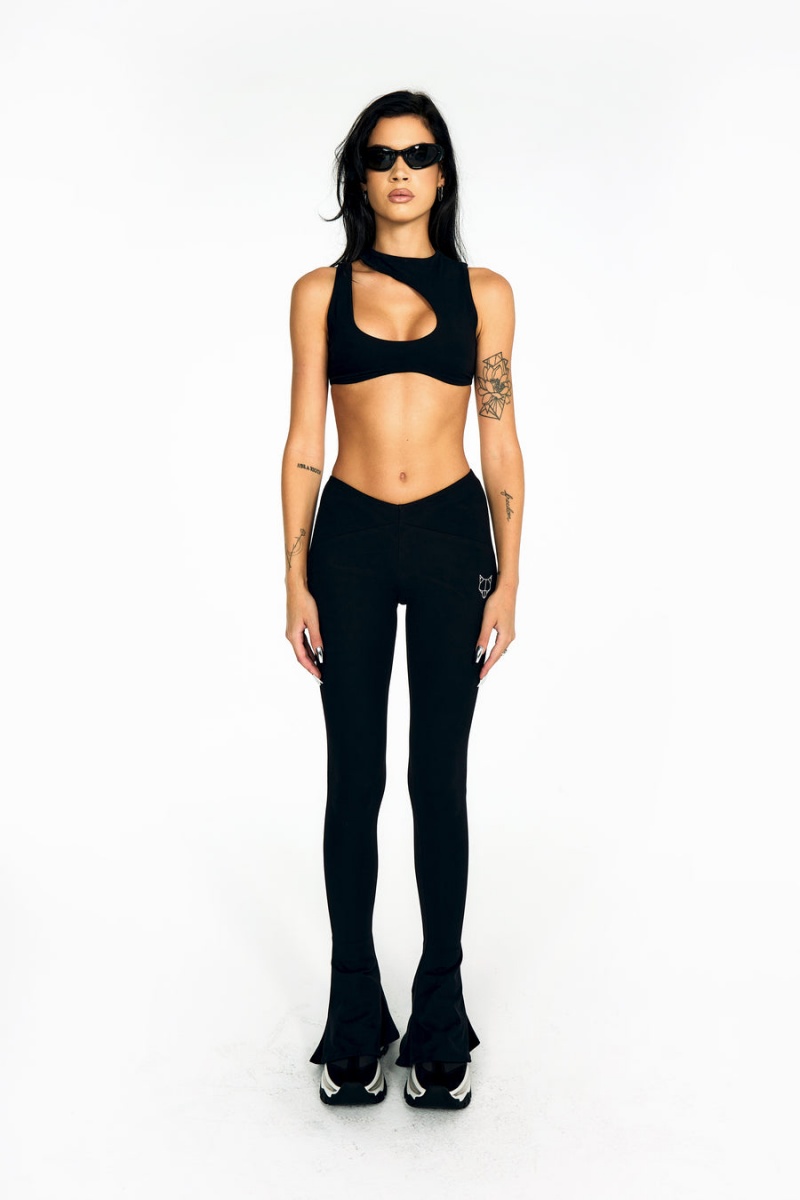 Black Naked Wolfe Ultra Flared Women's Leggings | XQS5843QU