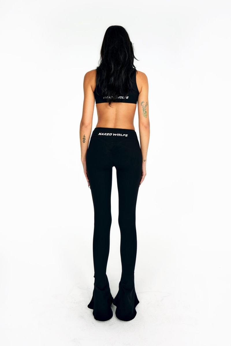 Black Naked Wolfe Ultra Flared Women's Leggings | XQS5843QU