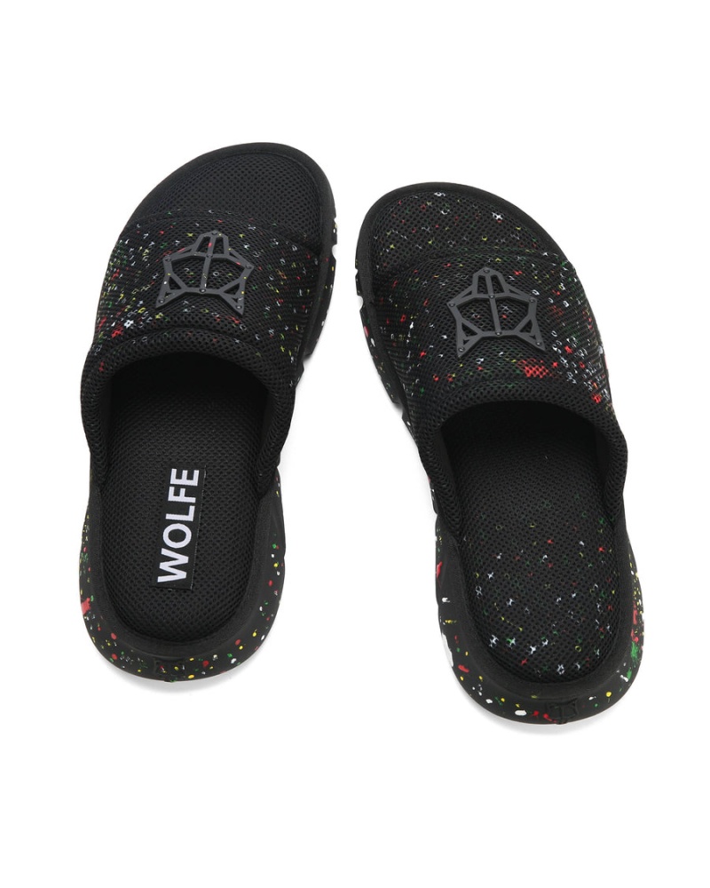 Black Naked Wolfe Vegas Mesh Men's Slides | OWB2121BG