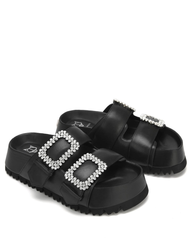 Black Naked Wolfe Victoria Leather Women's Sandals | XZS2922DZ