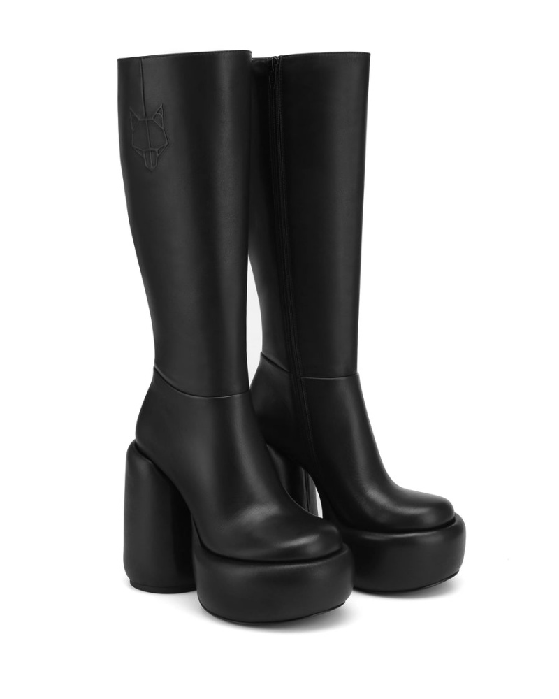 Black Naked Wolfe Wanted Leather Women's Boots | REQ1835FE