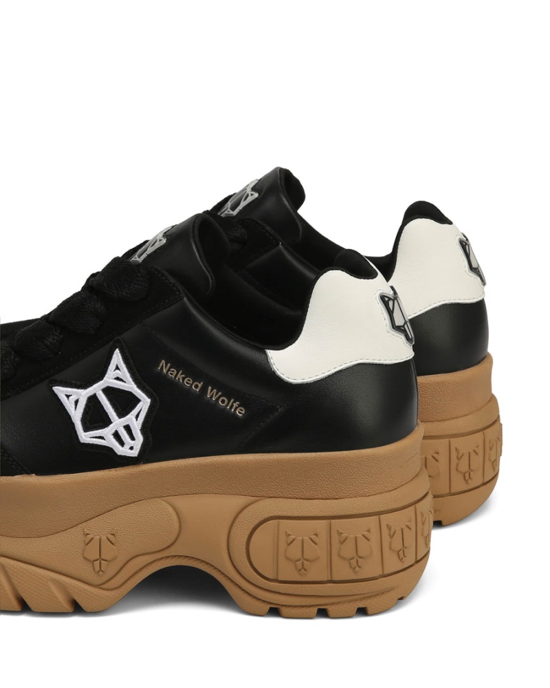 Black Naked Wolfe Warrior Leather Women's Sneakers | YCA7612BN