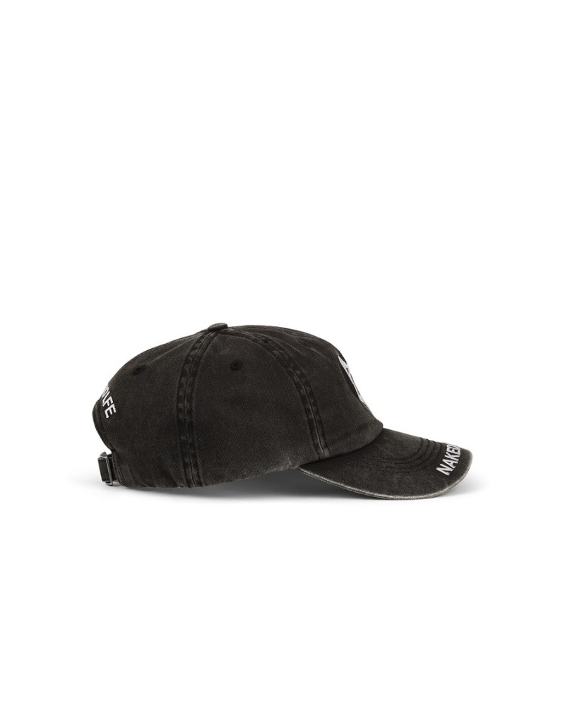 Black Naked Wolfe Washed Baseball Men's Caps | YDB7864GZ