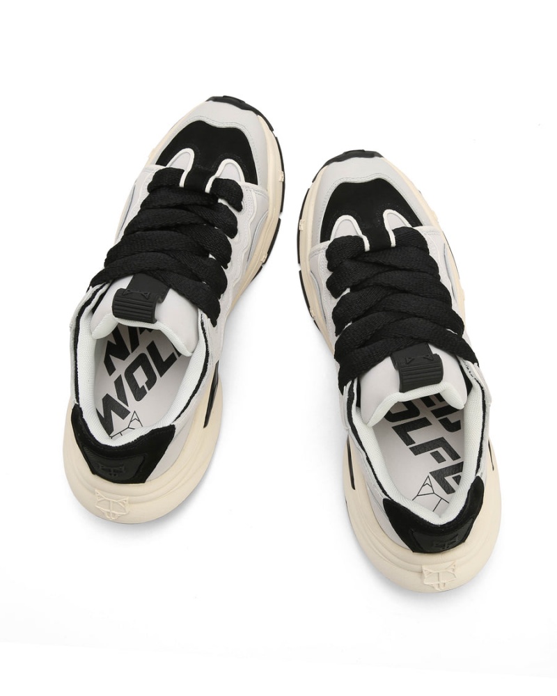 Black White Naked Wolfe Flip Cow Leather Men's Sneakers | EEO7038MY