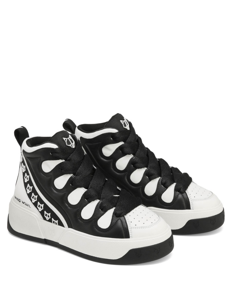 Black White Naked Wolfe King Leather Men's Sneakers | WHE1576QX