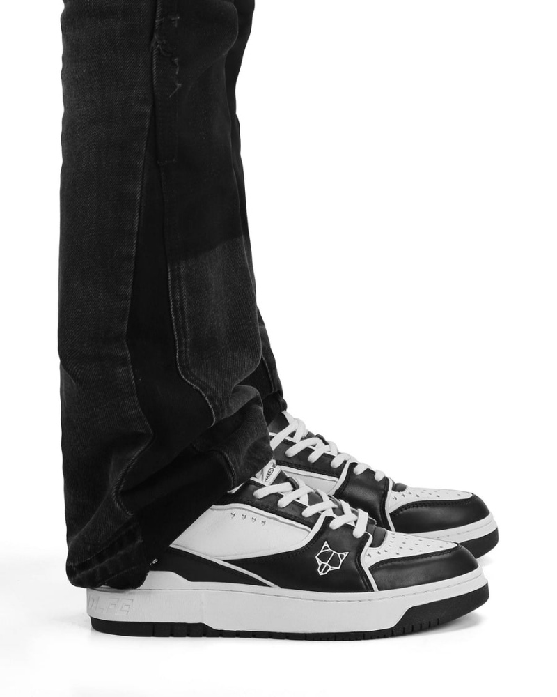 Black White Naked Wolfe NW-01 Leather Men's Sneakers | JHF532TD