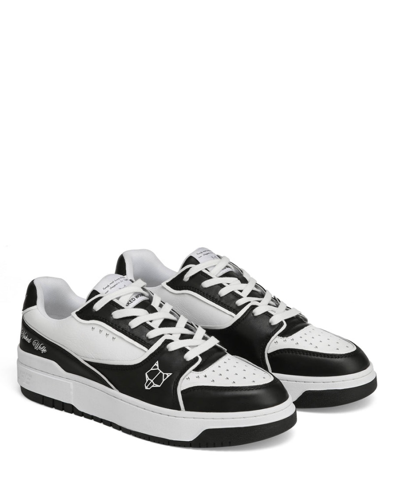 Black White Naked Wolfe NW-01 Leather Men's Sneakers | JHF532TD