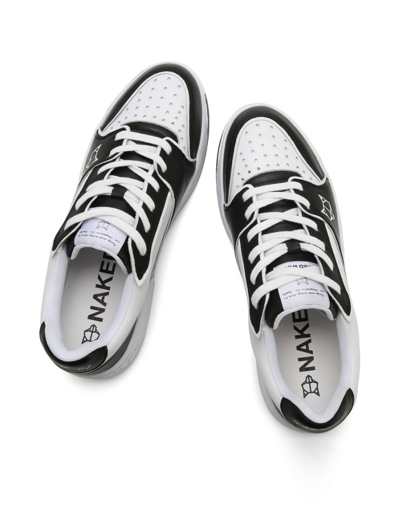 Black White Naked Wolfe NW-01 Leather Men's Sneakers | JHF532TD