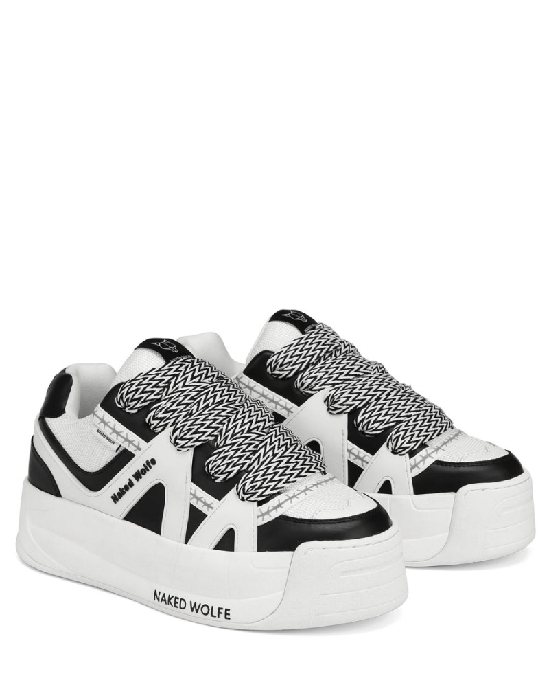 Black White Naked Wolfe Slide Men's Sneakers | QPI8222UL