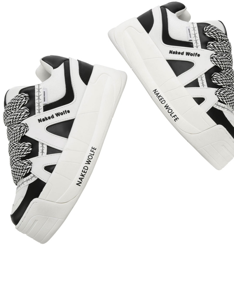 Black White Naked Wolfe Slide Men's Sneakers | QPI8222UL