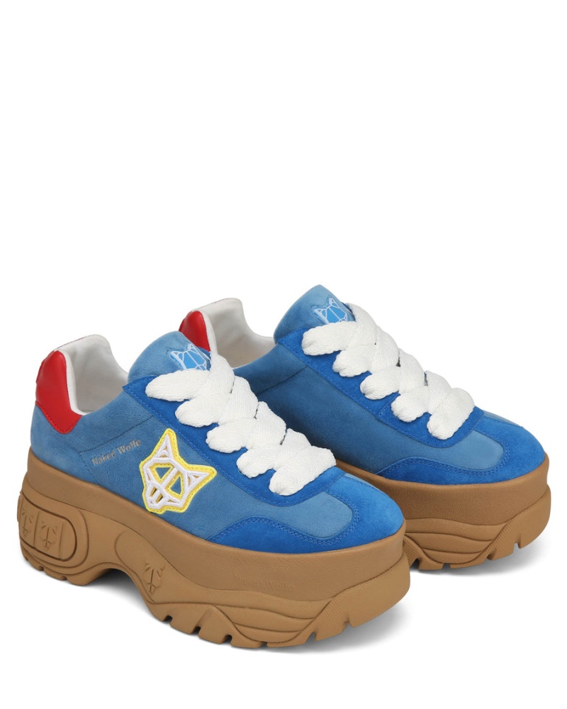 Blue Red Naked Wolfe Warrior Velvet Women's Sneakers | ISS1894JJ