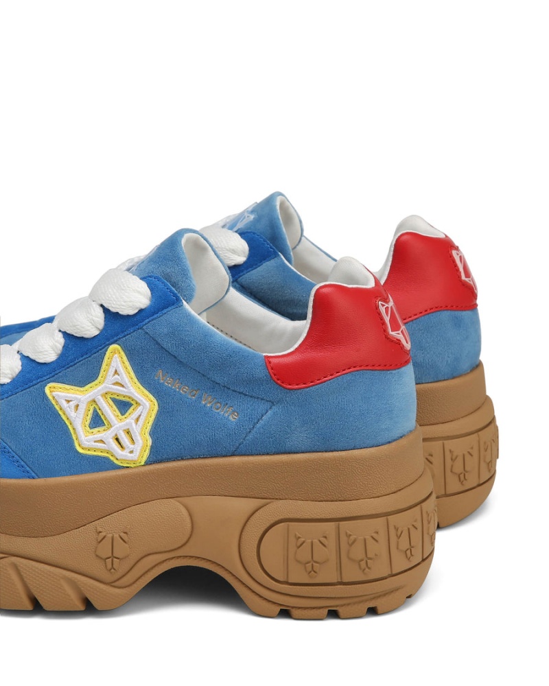 Blue Red Naked Wolfe Warrior Velvet Women's Sneakers | ISS1894JJ