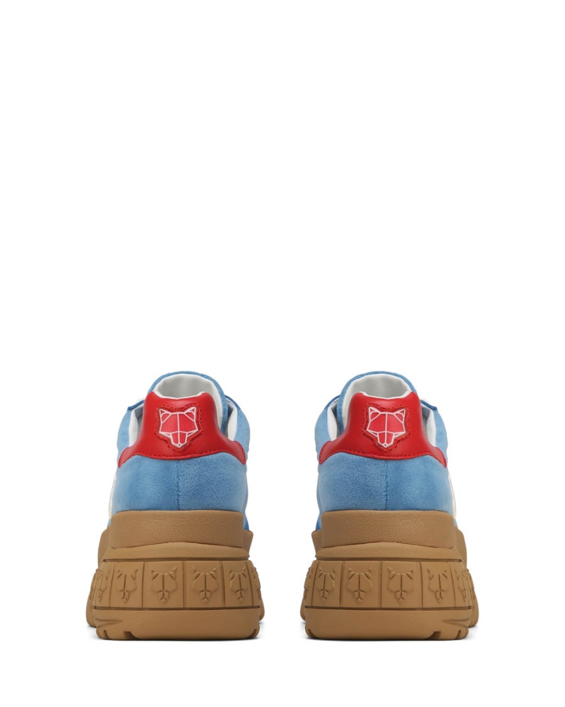 Blue Red Naked Wolfe Warrior Velvet Women's Sneakers | ISS1894JJ