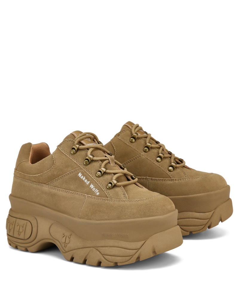 Brown Grey Naked Wolfe Sporty Suede Women's Sneakers | IFC5421CC